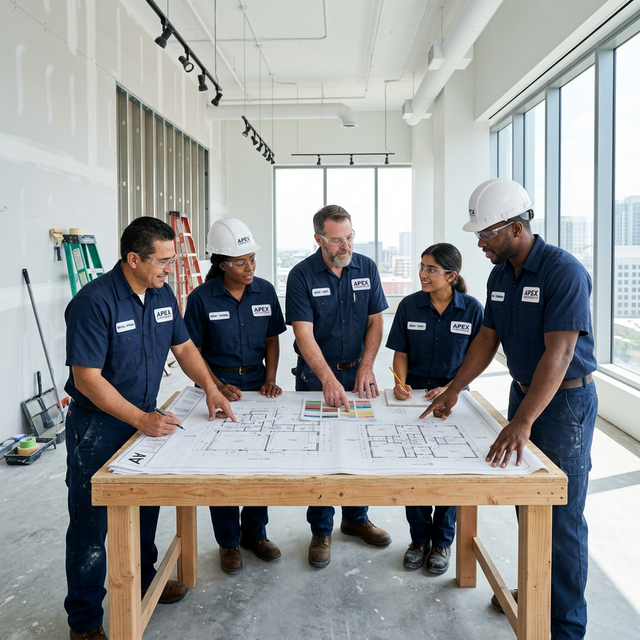 Equipe técnica da Projetart executando serviços de drywall.